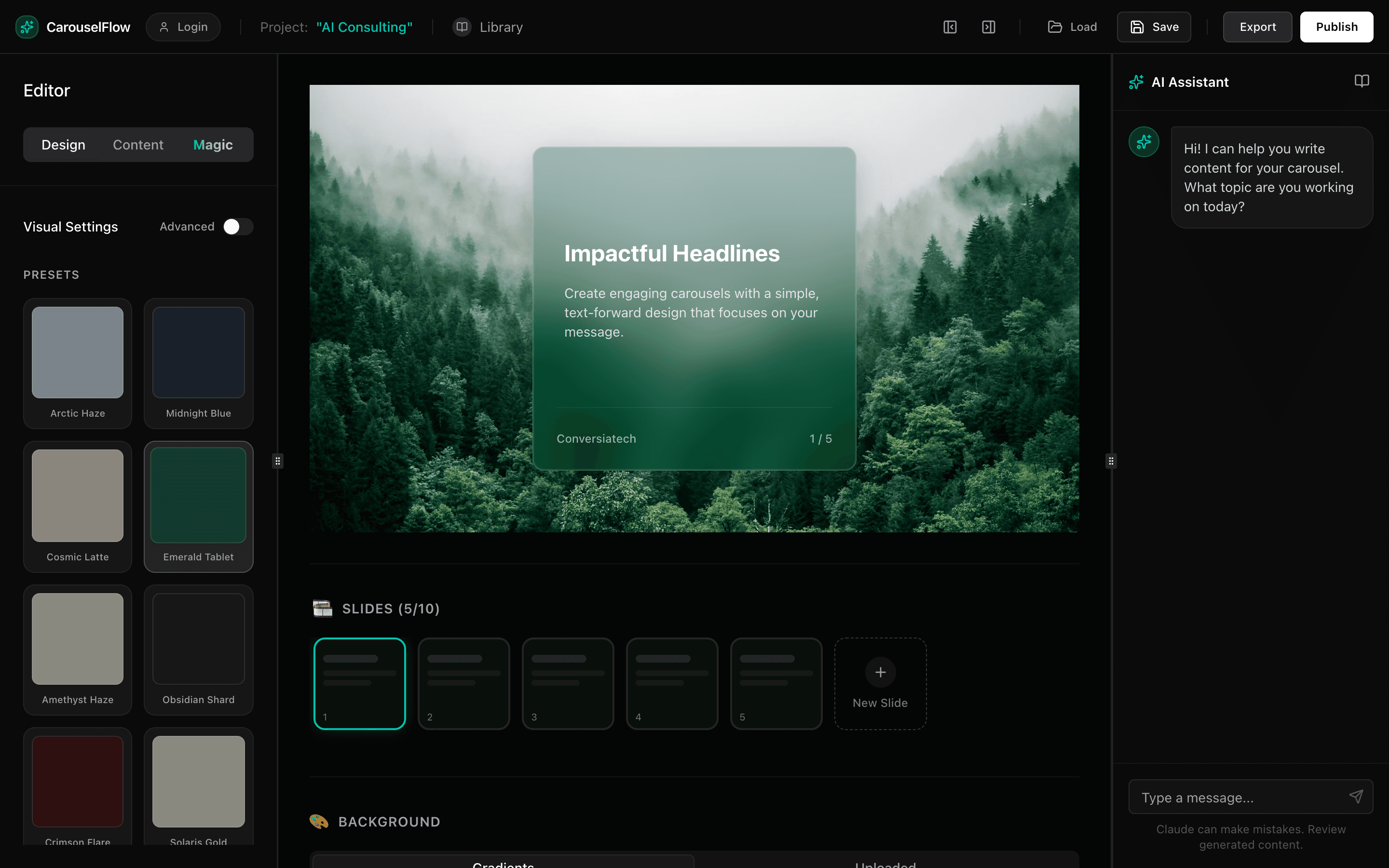 One click reskin with the Emerald preset
