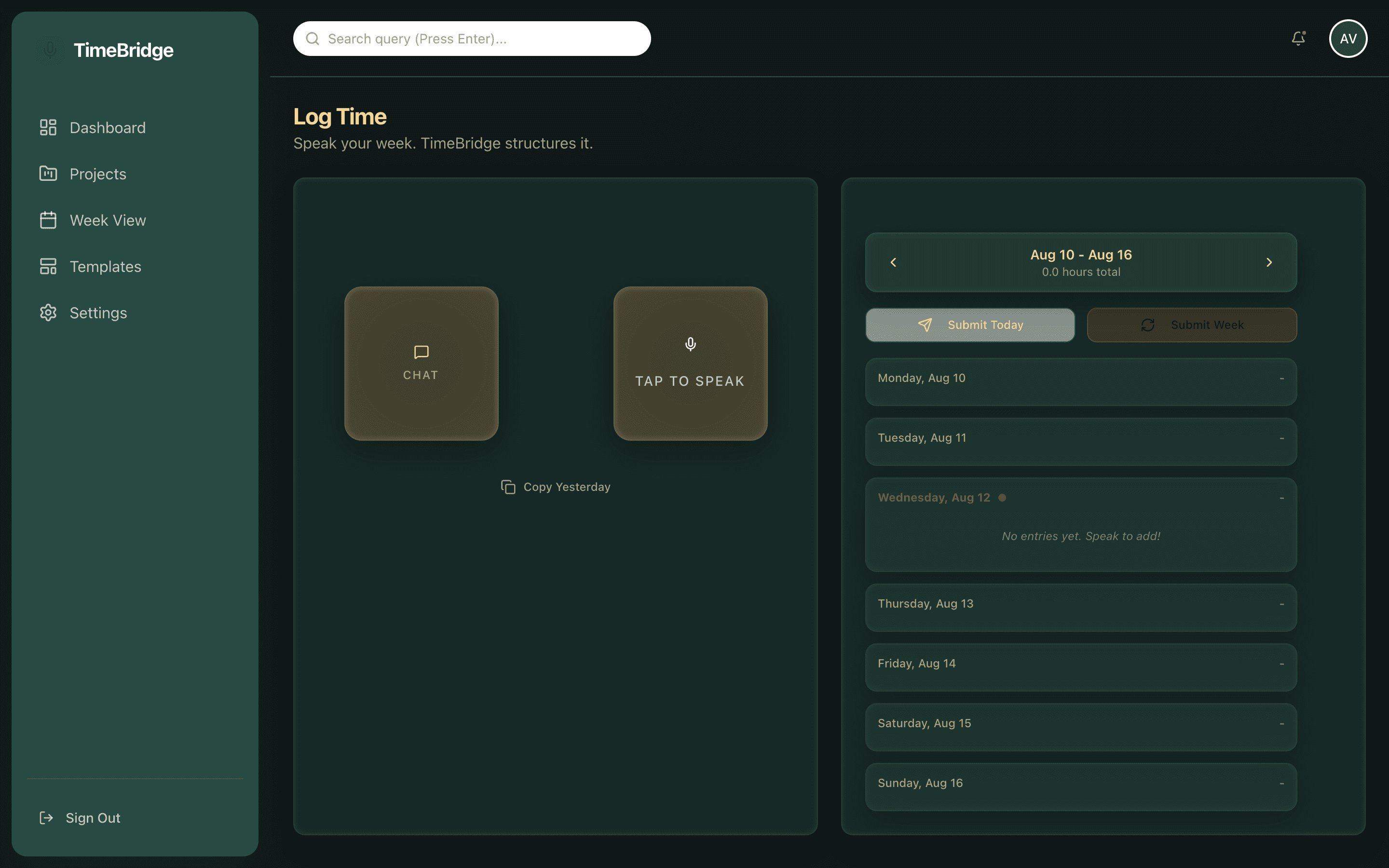 Speak your week: voice input and week view